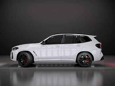 White SUV With Modern Design Sleek Body And Black Red Wheels Side Profile 3d model