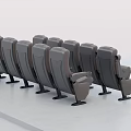 Gray Modern Public Seating With Armrests Arranged In Rows For Public Spaces 3d model