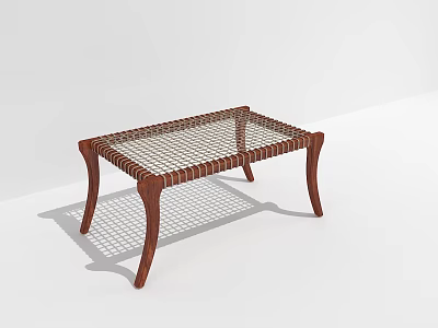 Lazy Sofa With Brown Woven Surface Curved Wooden Legs And White Background 3d model
