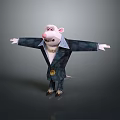 3D Game Movie Character Rat Wearing Suit With Open Arms And Pink Nose Design
