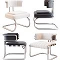 Modern Leisure Chairs With Sleek Metal Frames And Colored Upholstered Seats