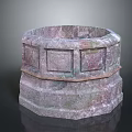 Stone Sculpture Carving With Circular Multi Layered Structure And Square Patterns 3d model
