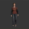Woman Wearing Red Shirt And Blue Jeans With Backpack Walking On Gray Background