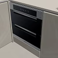 Modern Minimalist Kitchen With Built in Double Oven Light Cabinets And White Countertop