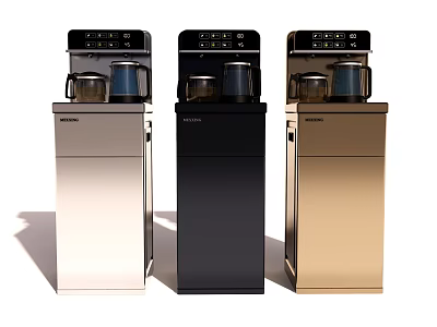 Samsung Standing Water Dispensers in Silver Black Gold with Top Control Panel and Water Cups 3d model