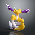 Vibrant Fantasy Creature Character With Yellow Body Purple Arms And Horns