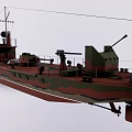 Military Warship With Camouflage Paint Naval Guns And Number 505