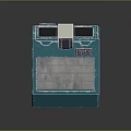 Blue Storage Box With Red Pixel Art White Stripe And Layered Compartments