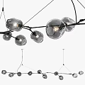 Modern Minimalist Chandelier With Transparent Spherical Bulbs And Black Metal Wires