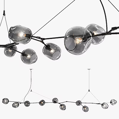 Modern Minimalist Chandelier With Transparent Spherical Bulbs And Black Metal Wires 3d model