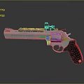 Tactical Revolver With Black And Red Grip Silver Metallic Body And Scope