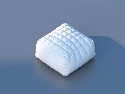 White Square Padded Ottoman with Diamond Stitched Surface for Modern Home Decor 3d model
