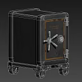 Vintage Industrial Safe Furniture With Dark Finish And Gold Accents