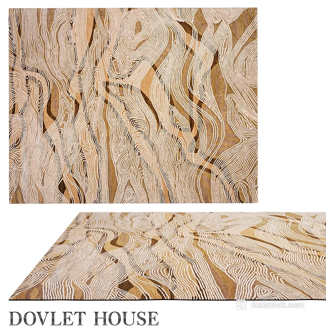 Square Rug With Wavy Abstract Pattern In Beige And Brown Tones For Living Room Decor 3d model 