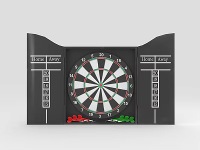 Professional Dartboard Sports Equipment with Side Scoreboards and Colorful Darts for Skill Practice 3d model