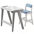 Sturdy Kids Desk with White Frame Blue Cushioned Chair Simple Modern Design