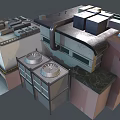 Factory simulation city factory building scene props 3d model