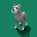 Cute Gray Schnauzer Dog Standing On Green Background With Shadow 3d model