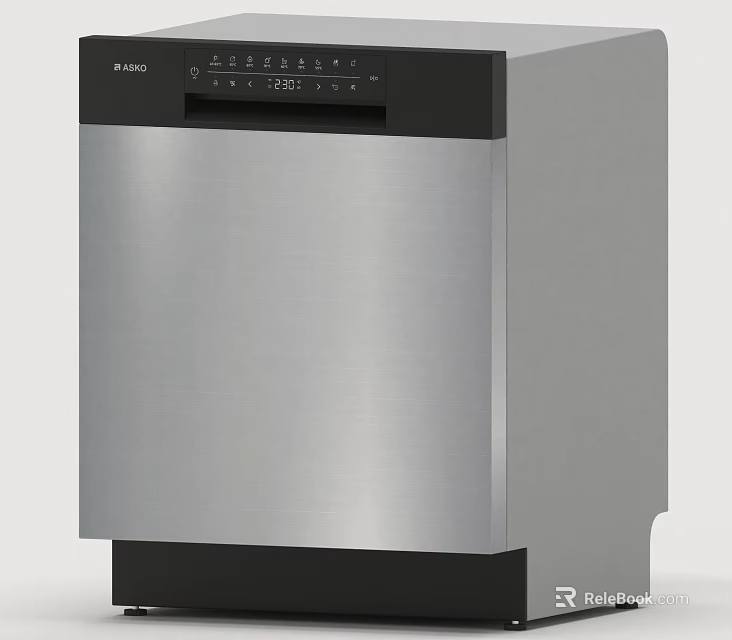Stainless Steel Kitchen Dishwasher With Digital Control Panel And Modern Design 3d model 