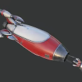 Red And Silver Futuristic Spaceship Model With Sleek Design And Thrusters 3d model