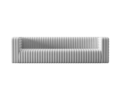 Modern Spacious Gray Ribbed Sofa With Soft Fabric For Living Room Comfort 3d model