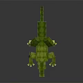 Pixel Art Crocodile Made Of Green And Yellow Blocks On Black Background With Reflection