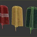 Three Colored Dart Flights in Red Yellow Blue with Textured Design and White Pattern