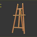 Stable Orange Wooden Easel Standing On Black Background For Art Painting Supplies