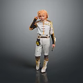 Orange Haired Character In White Gold Outfit Standing With Mythical Creature