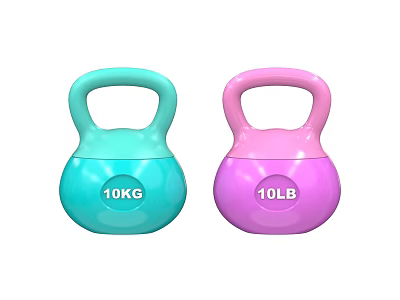 Teal and Pink Kettlebells as Fitness Equipment with 10KG and 10LB Weights 3d model
