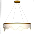 Modern Hanging Chandelier with Wavy Design Metallic Frame and Illuminated Light in Interior