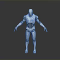Humanoid Robot With White Exterior And Mechanical Structure Standing On Shiny Surface 3d model