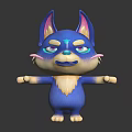 Cute Cartoon Character And Blue Creature With Big Pink Ears Open Arms And Friendly Expression