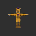 Yellow Bear Doll With Purple Hat And Outstretched Arms In Cartoon Style