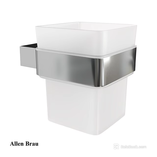 White Washing Supplies Storage Container With Silver Metal Wall Mounted Design 3d model 