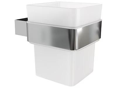 White Washing Supplies Storage Container With Silver Metal Wall Mounted Design 3d model