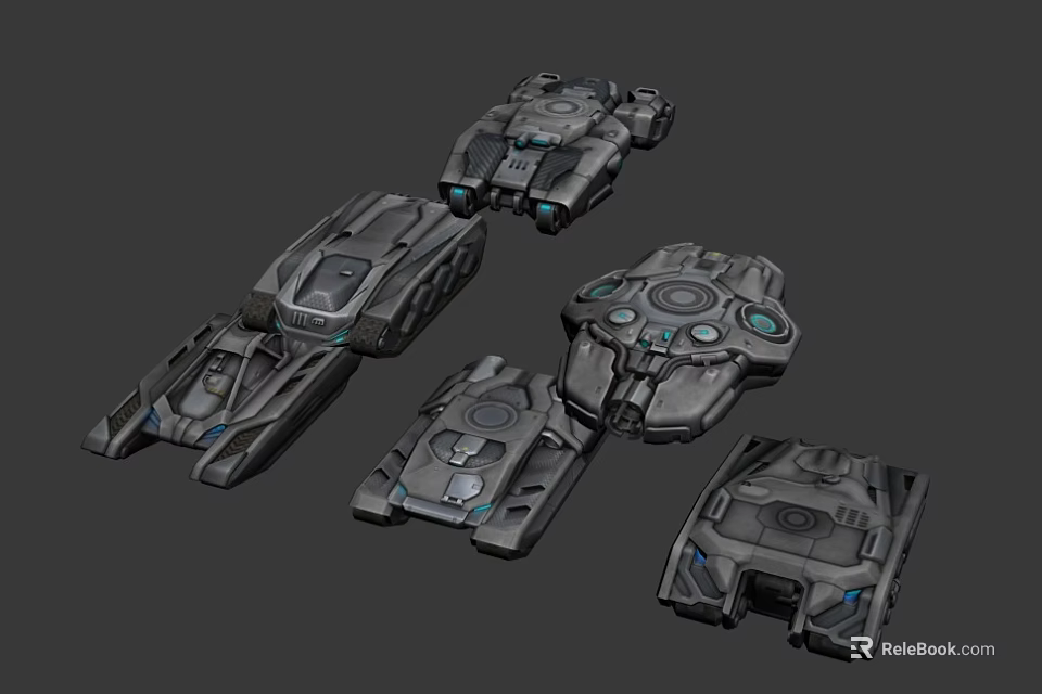 Gray Sci-Fi Aircraft With Multiple Intricate Mechanical Structures And Futuristic Design 3d model