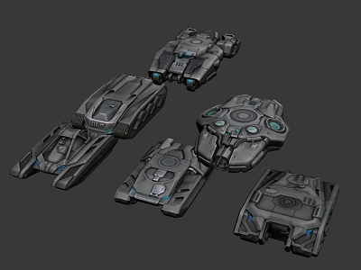 Gray Sci-Fi Aircraft With Multiple Intricate Mechanical Structures And Futuristic Design 3d model