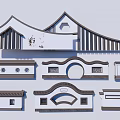 Traditional Chinese Building Exterior Wall With Curved Eaves And Wooden Grilles Design
