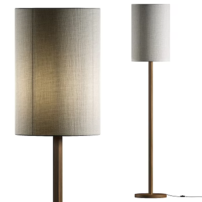 Elegant Modern Floor Lamp With Linen Shade And Wooden Pole For Home Decor 3d model