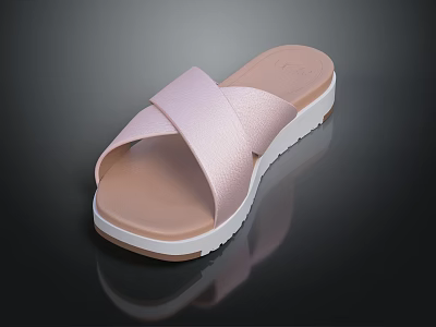 Fashionable Pink Crisscross Strap Sandals With Comfortable Sole And Casual Design 3d model