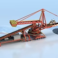 Red Industrial Loading Machinery With Conveyor Belt And Ore Pile Structure