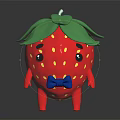 Strawberry Themed Decorative Children's Furniture With Red Body Green Leaves And Blue Bow Tie Design