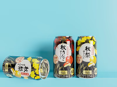 Refreshing Autumn Pear Canned Drink With Fruit Patterns And Modern Can Design 3d model