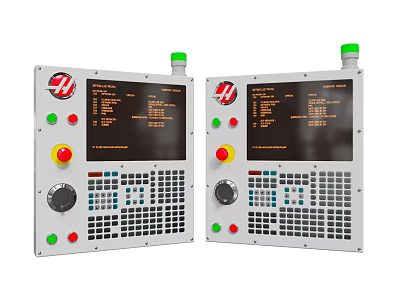 Commercial Equipment Control Panels With Display Screens Buttons Knobs And Red H Logos 3d model