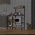 Modern Bathroom Cabinet Rack With Multilayer Wooden Shelves And Metal Frame Storage Organizer