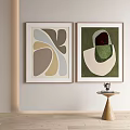 Abstract Geometric Wall Art Decor In Modern Interior With Side Table Ornament 3d model