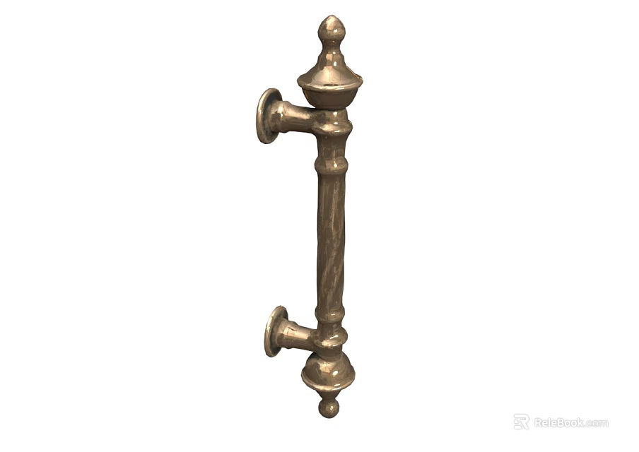Vintage Brass Door Handle With Ornate Decorative Design For Home Doors 3d model 