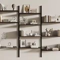 Elegant Wall Hanging Cabinets With Books Photo Frames And Decorative Plants