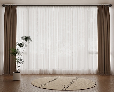 modern curtain transparent gauze curtain cloth curtain 3d model